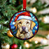 Labrador Yellow in Santa Hat Suncatcher Decoration